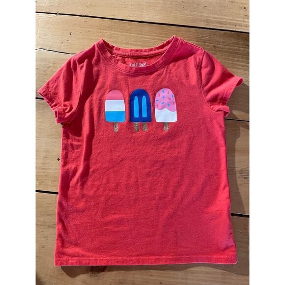 Girls Cat & Jack Red Popsicle T-shirt. Short Sleeve. Size S (6/7)Bomb-pop!Summer - Picture 1 of 3